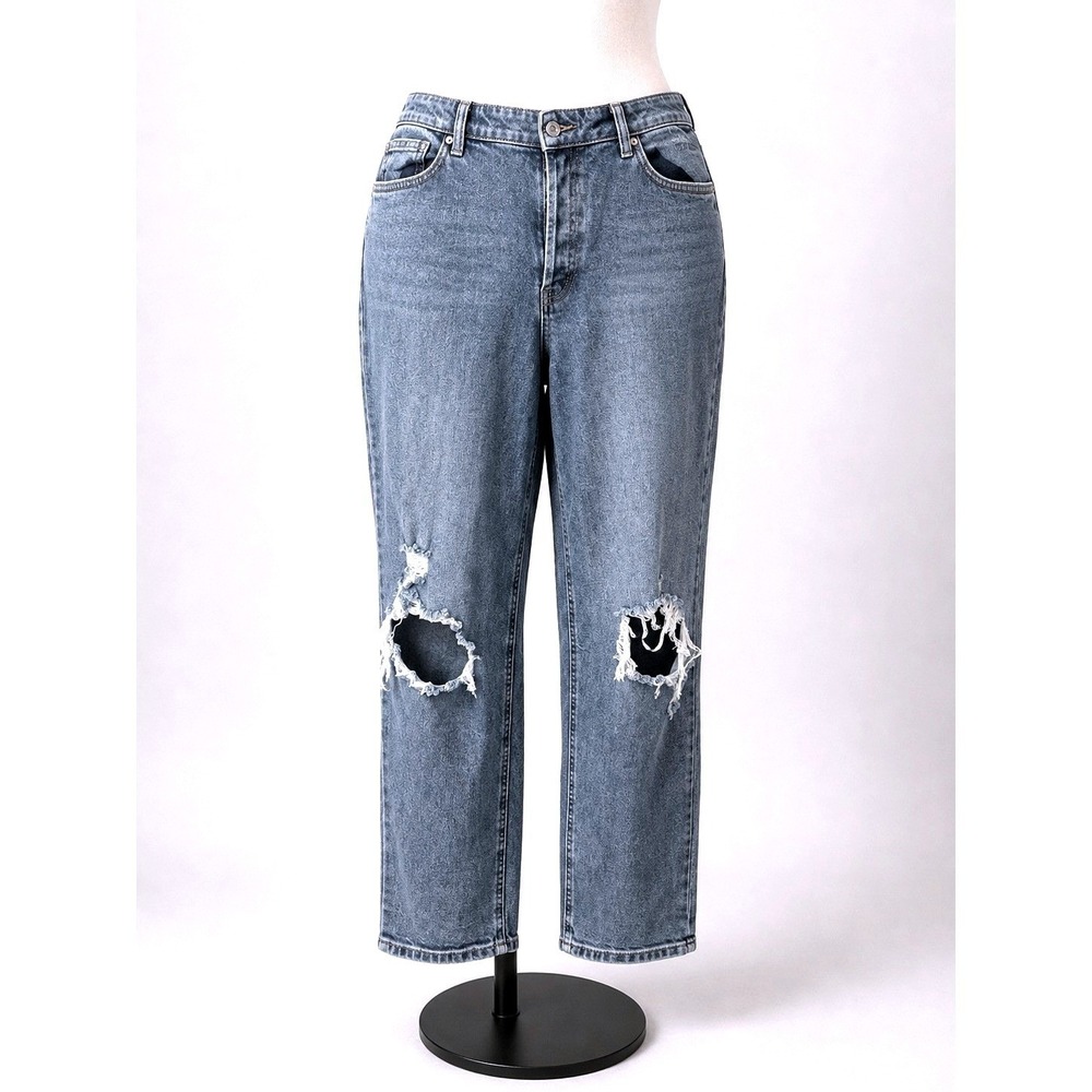 Wild Fable High Rise Distressed Mom Jeans Light‎ Wash Denim 16W Straight Vintage